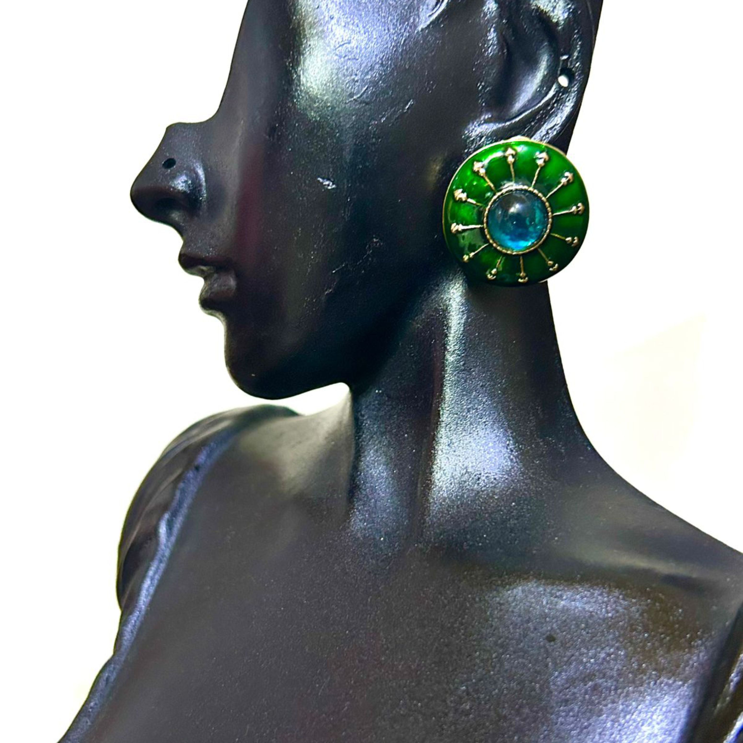 Cloisonne Green Earrings